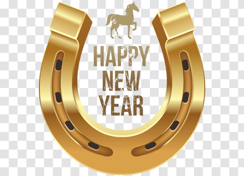 Horse Chinese New Year Wish Clip Art - Card - Happy Metallic Horseshoe Transparent PNG