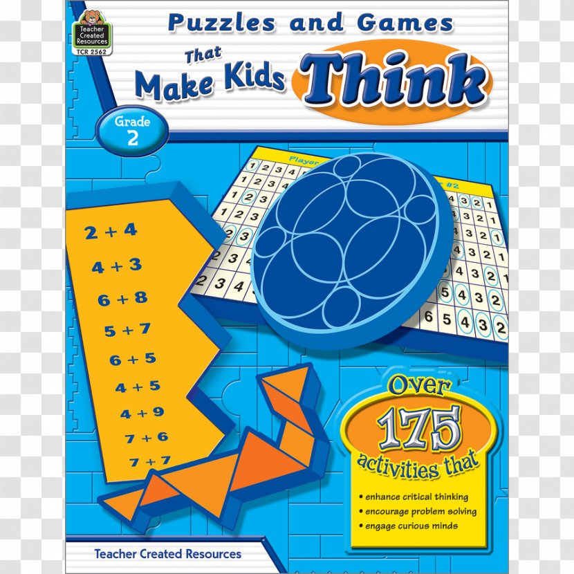 Puzzles And Games That Make Kids Think, Grade 2 Product Organism Font Book - Text - Kid Think Transparent PNG