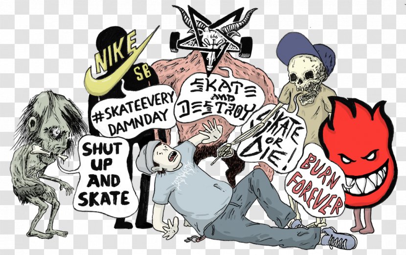 Thrasher Presents Skate And Destroy Skateboarding Or Die! - Ice Skating - Skateboard Transparent PNG
