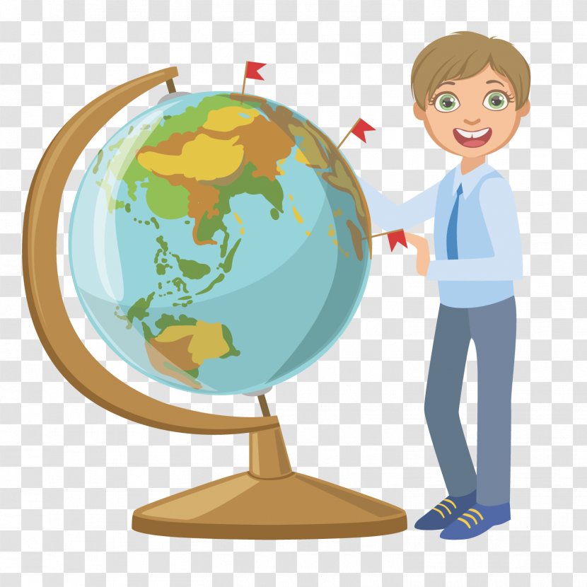 Globe Student Teacher Geography - Class - Study Character Transparent PNG