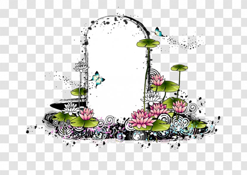 Illustration - Flower - Ink And Lotus Frame Constituted Transparent PNG