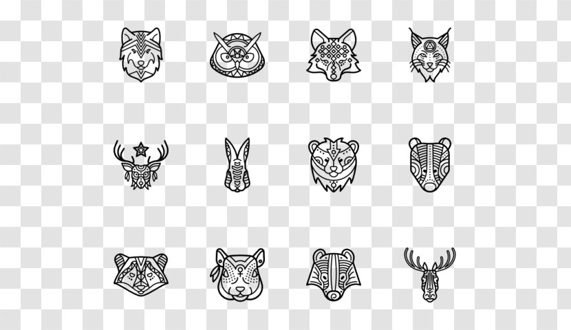 Line Art Body Jewellery Pattern - White - TRIBAL ANIMAL Transparent PNG