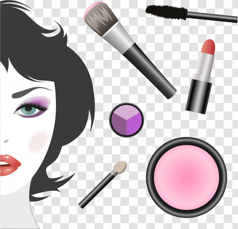 Cosmetics Face Make-up Artist Illustration - Vector Hand-painted Makeup Transparent PNG