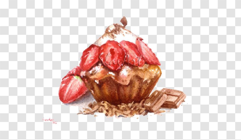 Bakery Strawberry Cream Cake Doughnut Cupcake Food - Cartoon Transparent PNG