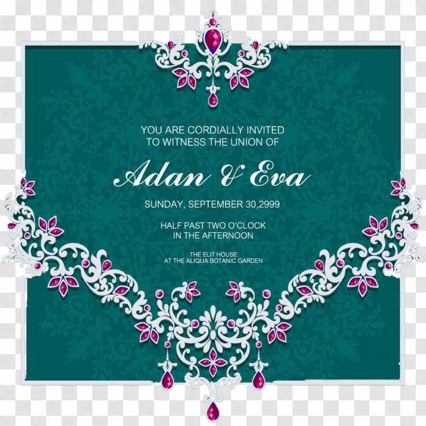 Wedding Invitation Convite Diamond Jewellery - Marriage - Emerald Pattern Invitations Transparent PNG