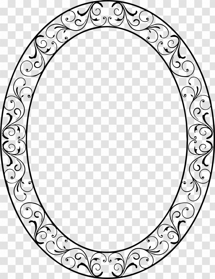 Picture Frames Oval Decorative Arts Clip Art - Black And White Transparent PNG