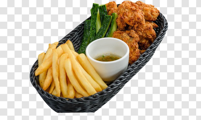 French Fries Chicken Nugget Karaage Fingers Junk Food - Vegetarian Cuisine - Achillea Cucumber Strips Transparent PNG