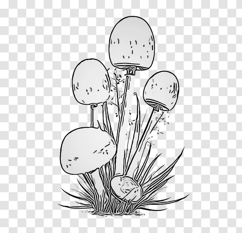 Line Art Mushroom Plant Grass Black-and-white - Coloring Book Stem Transparent PNG