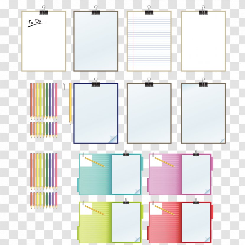 Paper Laptop Notebook Clip Art - A Variety Of Colored Pencils And Scoreboard Transparent PNG