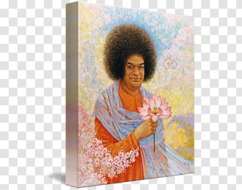 Afro Hair Coloring Flower - Painting - Sai Baba Transparent PNG
