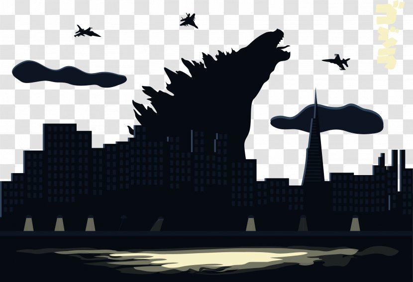 Godzilla Monster Film Illustration - Vector Battle Scenes Transparent PNG