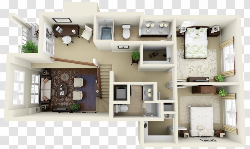 3D Floor Plan Home House Apartment - Building - 3d Transparent PNG