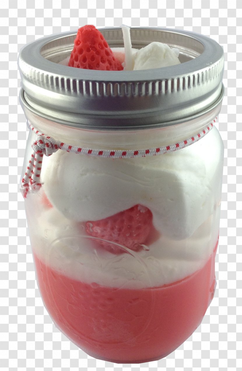 Cream Frozen Dessert Dairy Products Strawberry - Mason Jar Transparent PNG