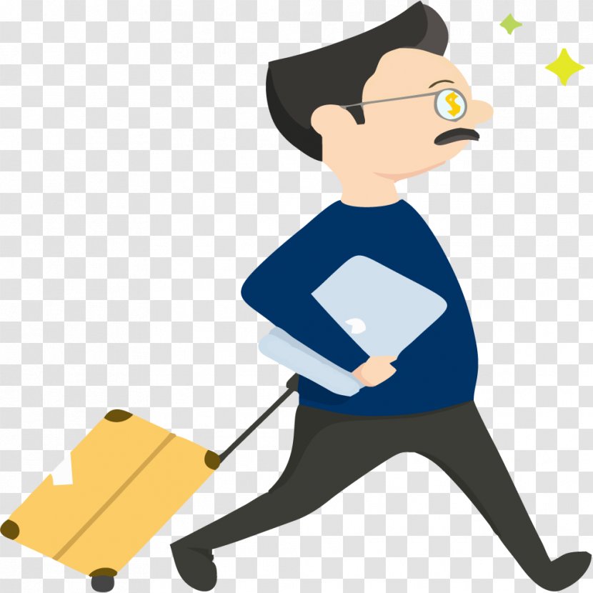 Baggage Suitcase Travel Clip Art - Box - Business Man Pulling Luggage Transparent PNG