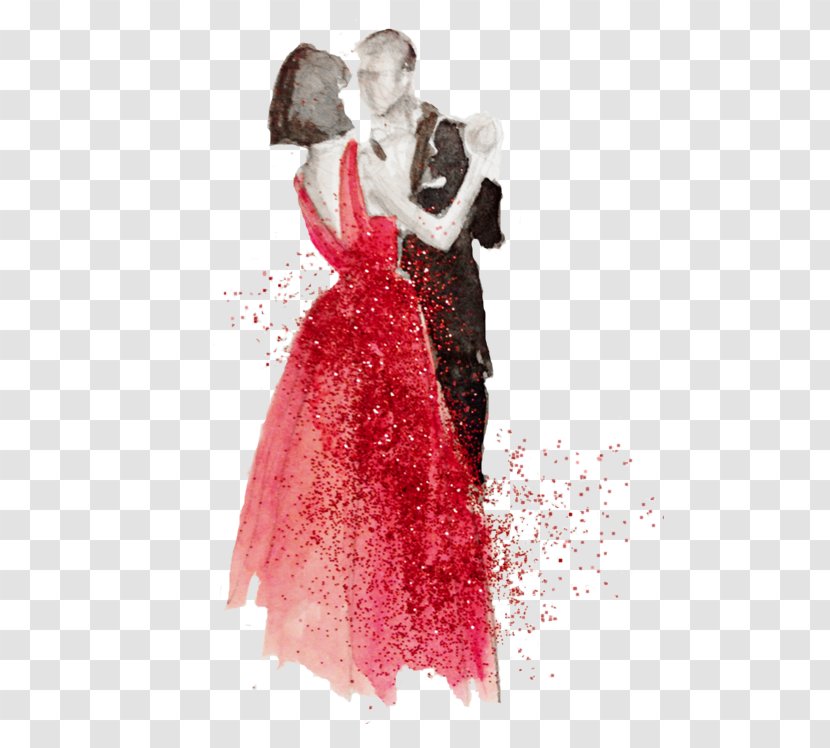 The Dancing Couple First Dance Drawing Watercolor Painting - Heart Transparent PNG