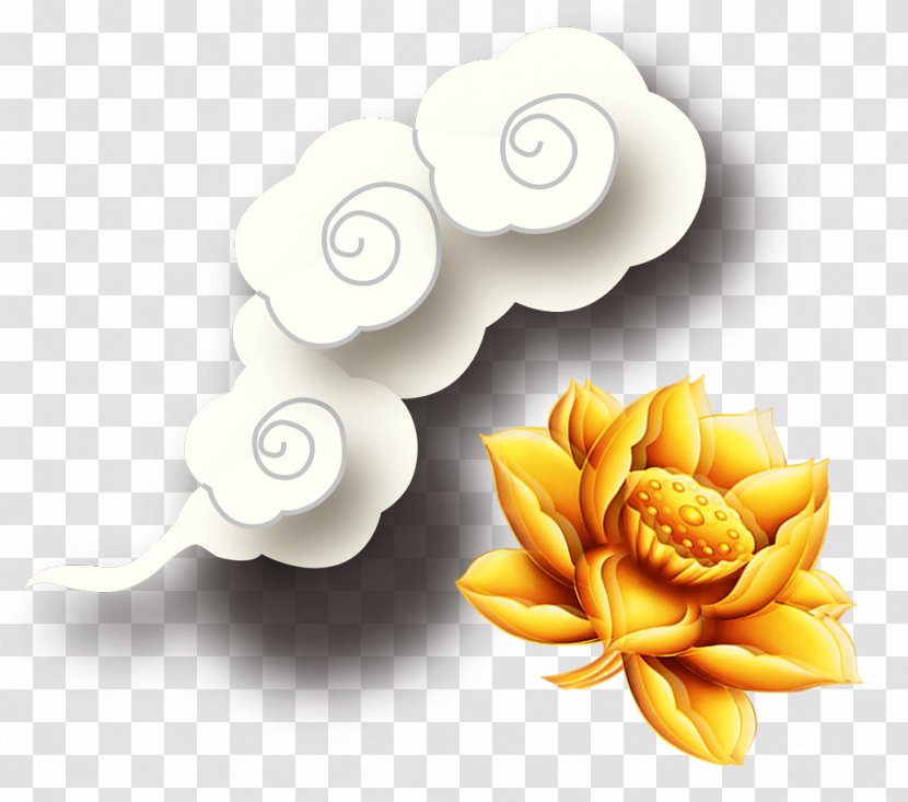 Download Stock.xchng - Flower - Golden Lotus Clouds Transparent PNG