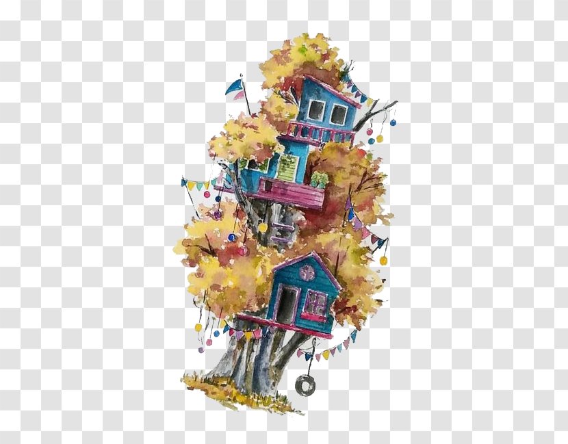 The Yellow House Watercolor Painting Graphic Design Transparent PNG