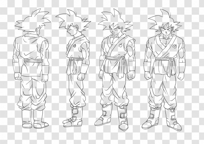 Goku Line Art DeviantArt Sketch - White Transparent PNG