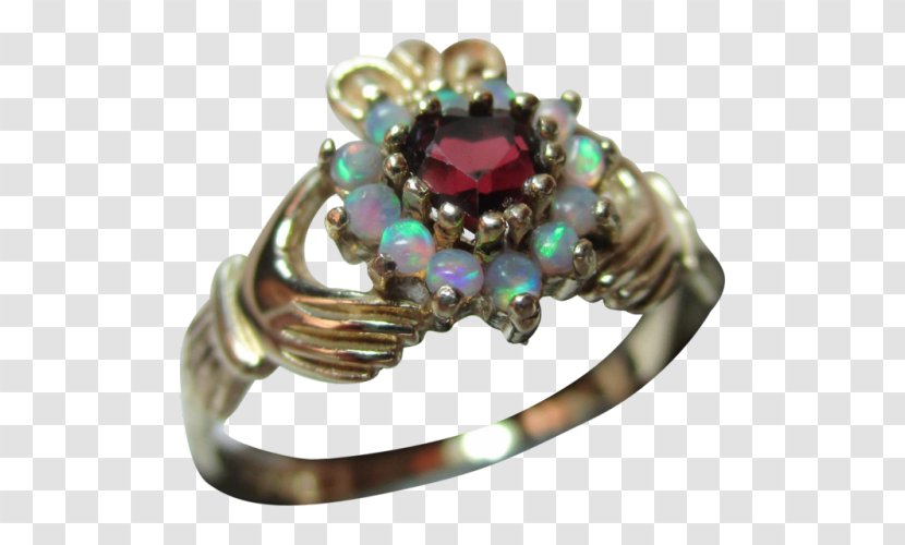 Claddagh Ring Ruby Opal Gemstone - Jewellery Transparent PNG
