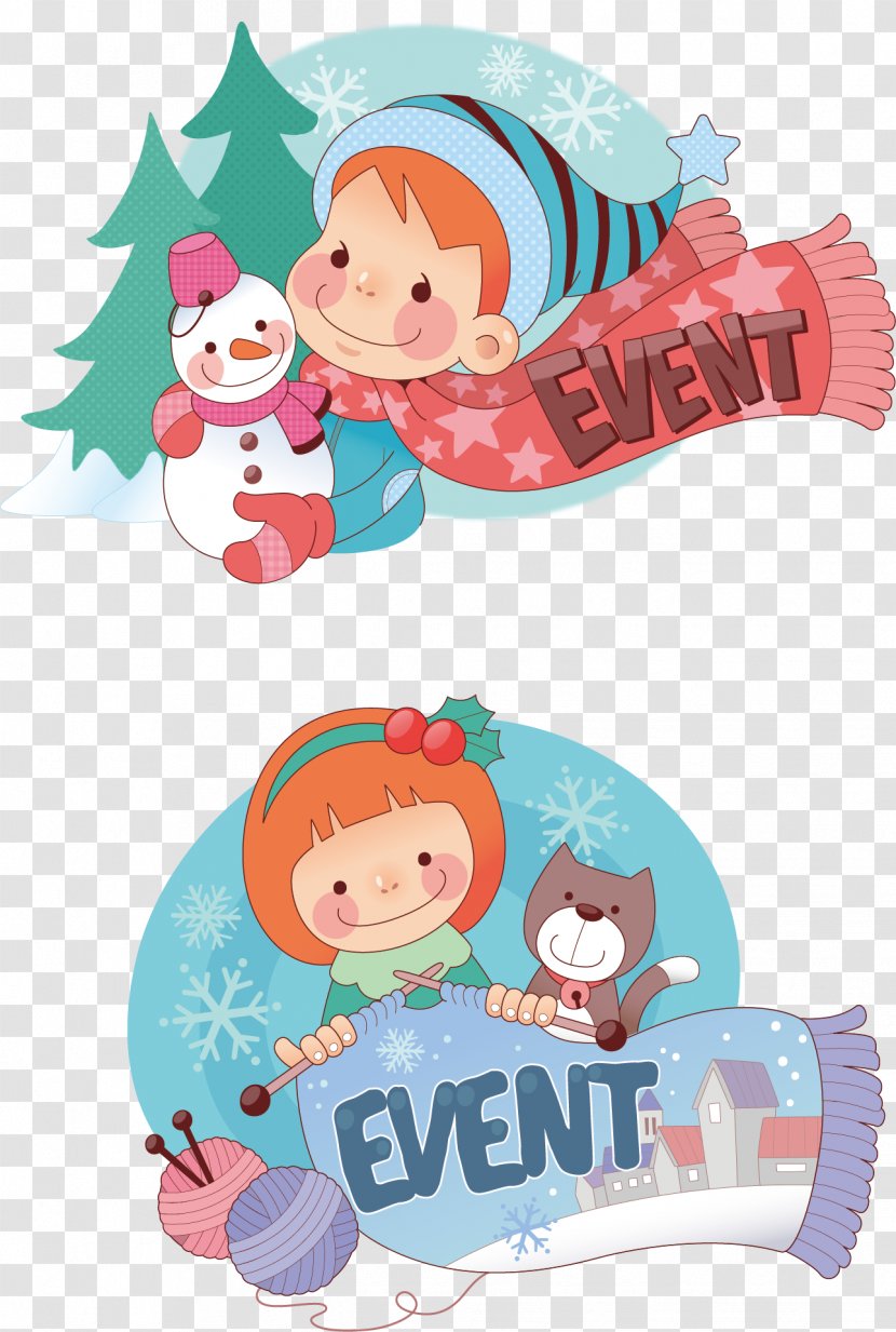 Animation Cartoon Illustration - Child - Children In Winter Transparent PNG