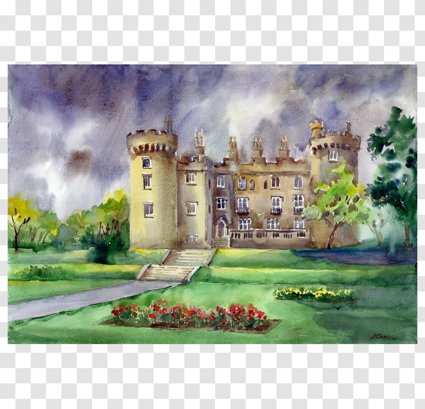 Watercolor Painting Kilkenny Castle Road - Grass Transparent PNG