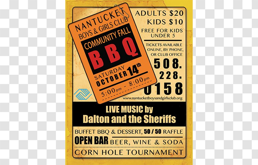 The Nantucket Boys & Girls Club Barbecue Beer Poster Font Transparent PNG