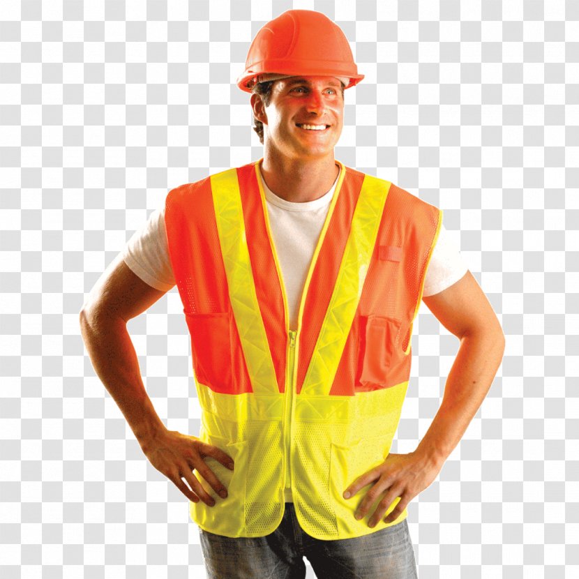 Hard Hats Gilets High-visibility Clothing T-shirt Polar Fleece - Standing - Vests Transparent PNG