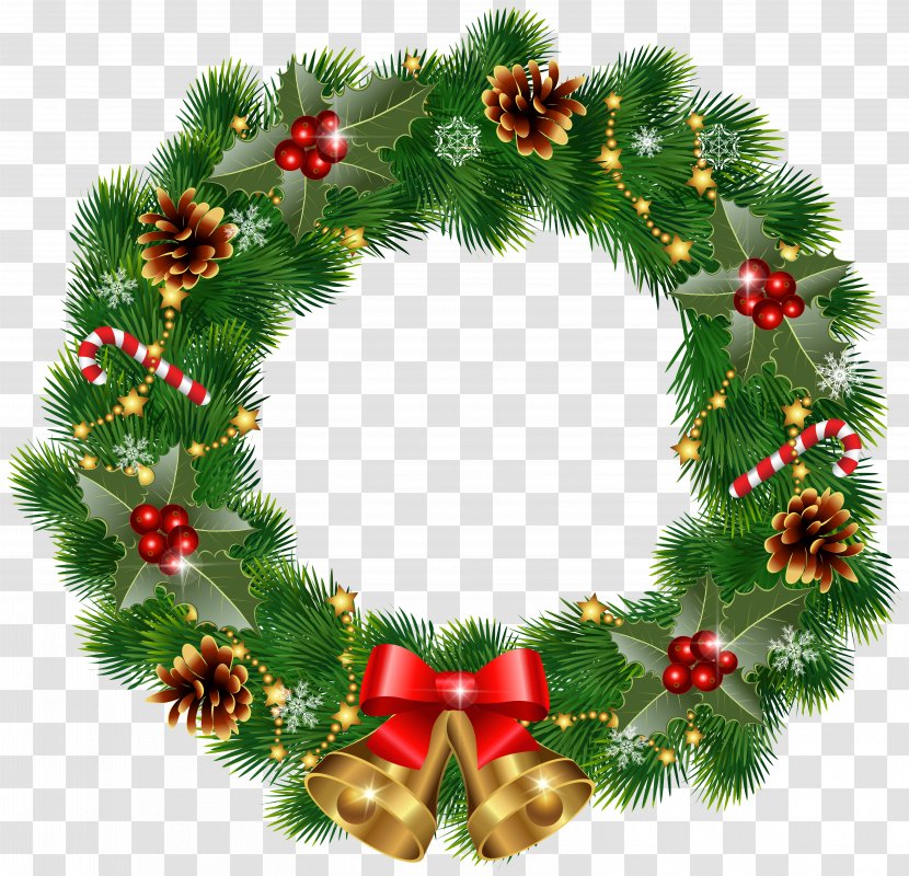 Wreath Christmas Decoration Clip Art - Laurel - With Bells Clipart Image Transparent PNG