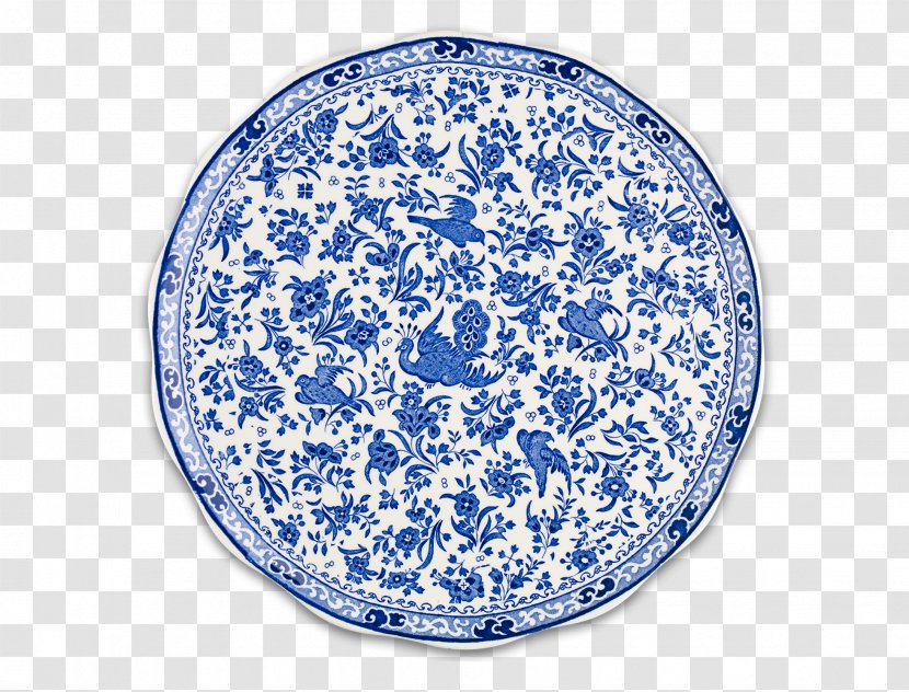 Plate Burleigh Pottery Tableware Bowl - Cake - Blue Peacock Transparent PNG