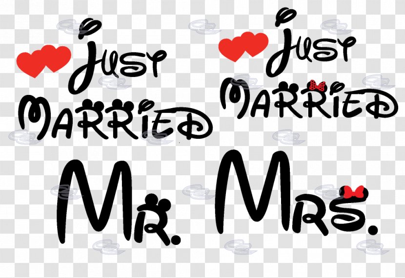Minnie Mouse Mrs. Marriage Mr. Mickey - Heart - Just Married Transparent PNG