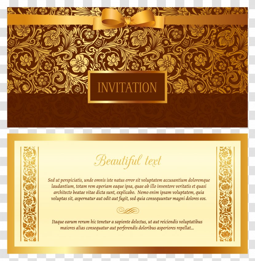 Wedding Invitation Euclidean Vector Ornament - Golden Transparent PNG