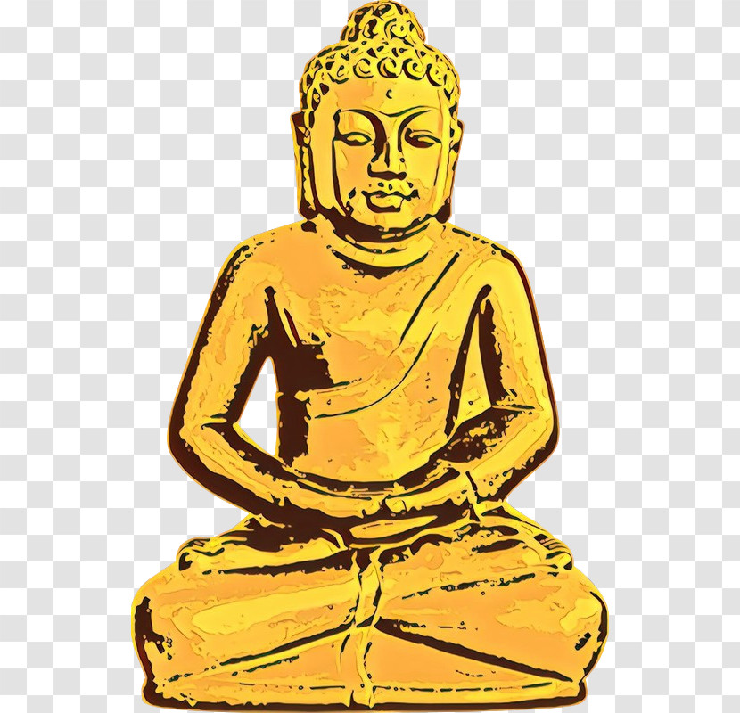 Yellow Meditation Head Sitting Monk Transparent PNG