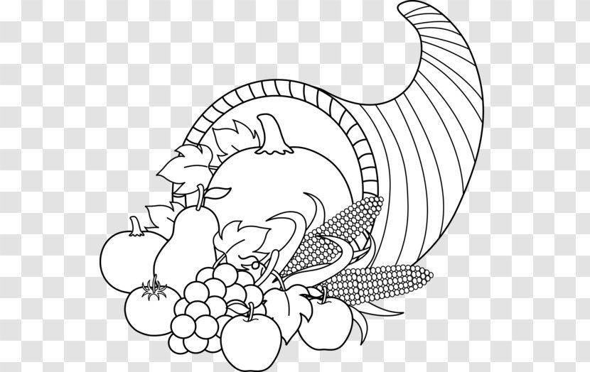 Cornucopia Thanksgiving Black And White Clip Art - Frame - Fall Pictures Transparent PNG