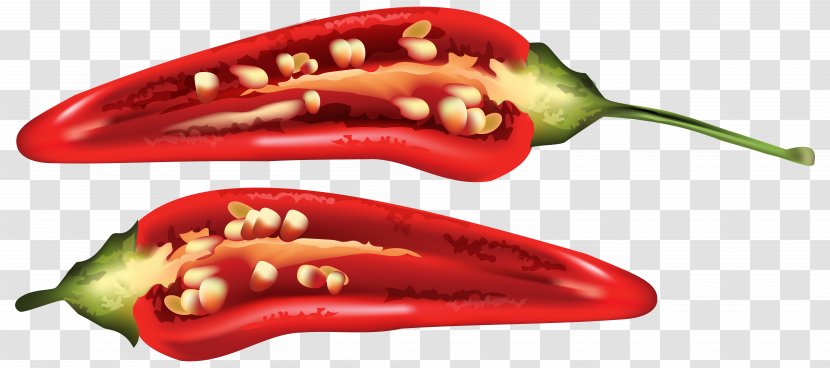 Chili Pepper Bell Cayenne Serrano - Half Red Clip Art Image Transparent PNG