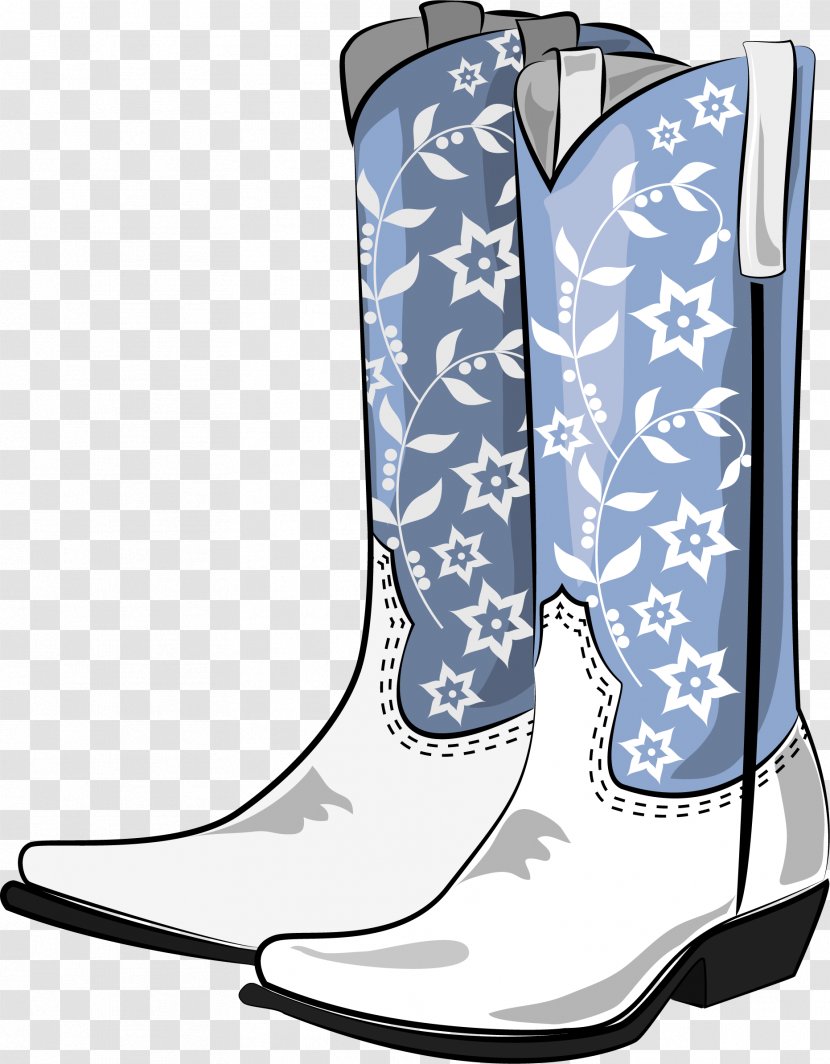 Cowboy Boot Clip Art - White - Vector Hand-painted Boots Transparent PNG