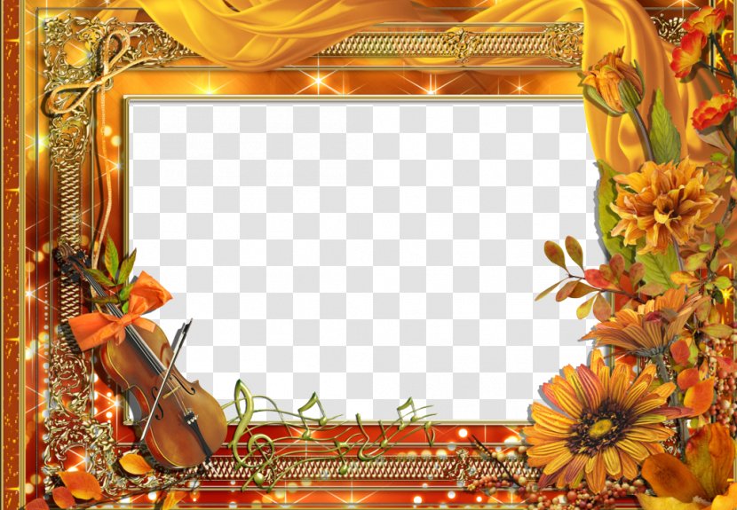 Picture Frame Violin Photography - Flowers Border Transparent PNG