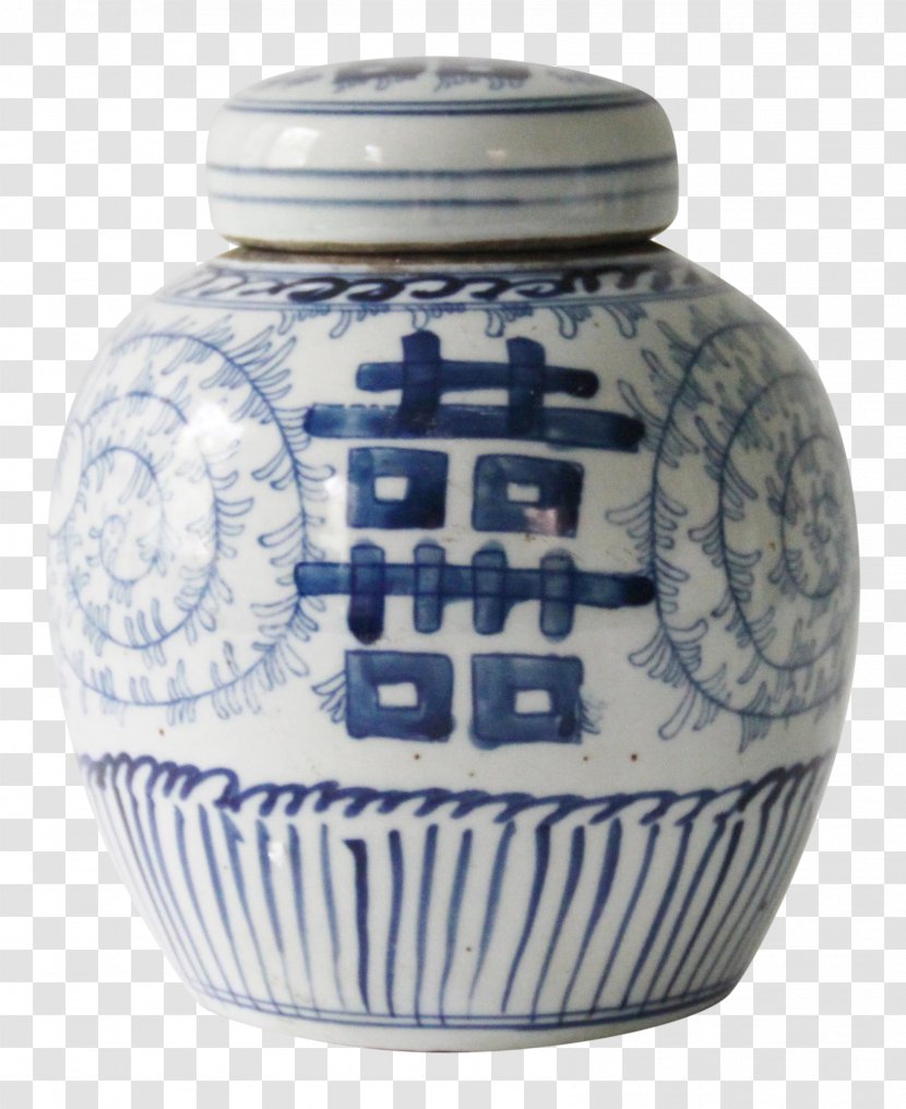 Double Happiness Blue And White Pottery Ceramic Jar Chinese Characters - The Porcelain Transparent PNG