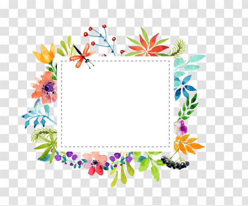 Watercolor Flowers Border Vector Material - Leaf - Floral Design Transparent PNG