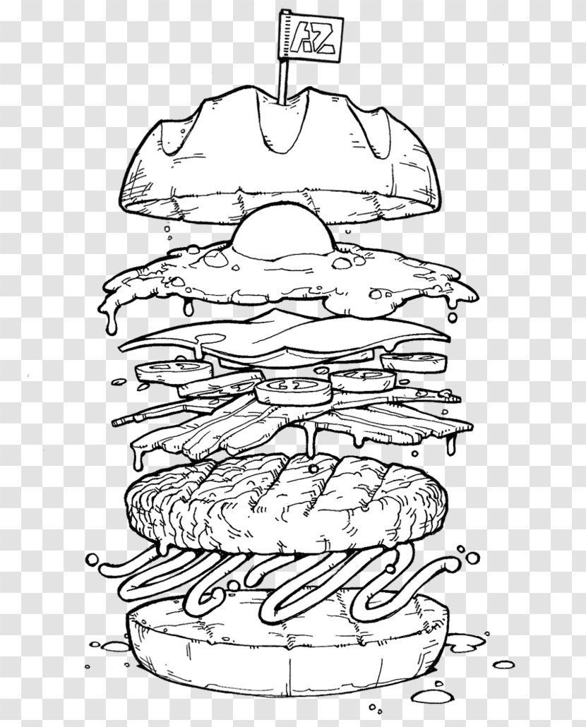 Hamburger Cheeseburger Fried Egg Hot Dog Drawing - Cartoon - Draw Transparent PNG