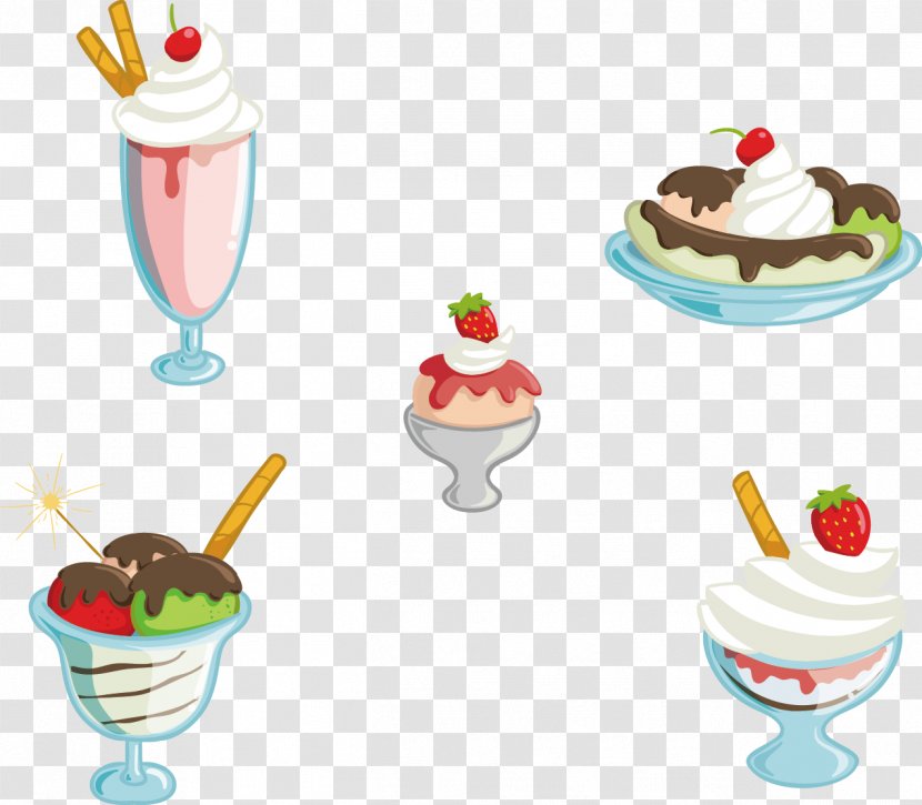 Ice Cream Sundae Wafer - Vector Painted 5 Desserts Transparent PNG