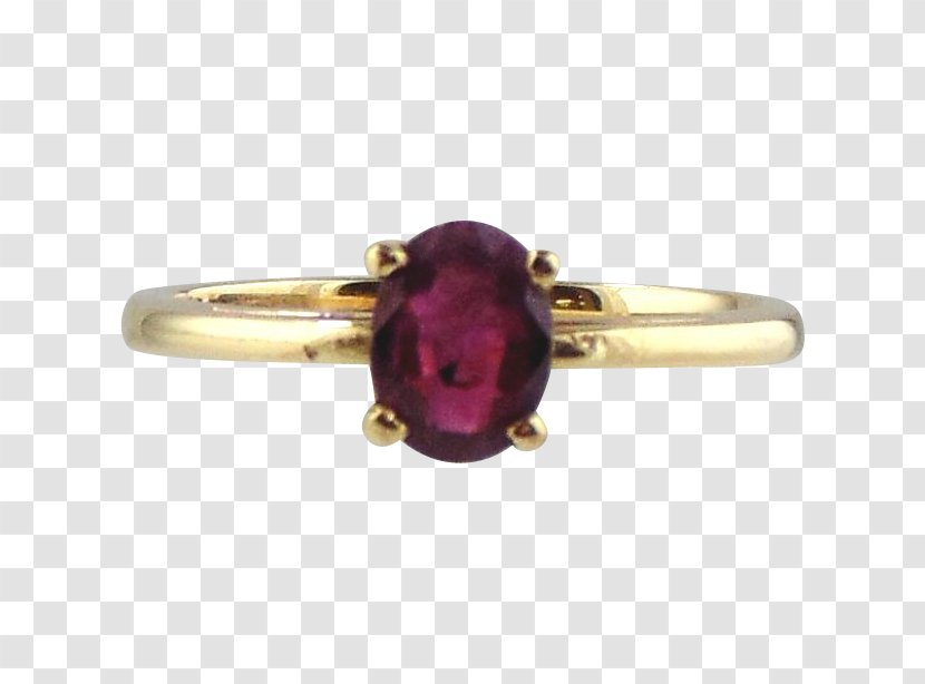 Ruby Amethyst Solitaire Solitär-Ring Gold - Diamond Transparent PNG