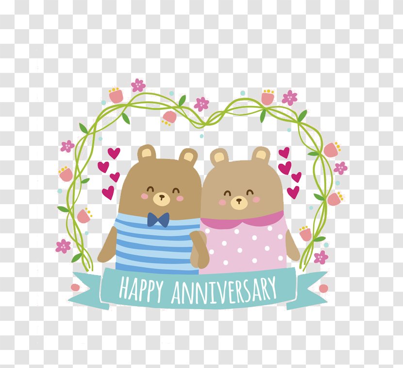 Bear Euclidean Vector - Drawing - Lovely Couple Bears Day Greeting Cards Transparent PNG