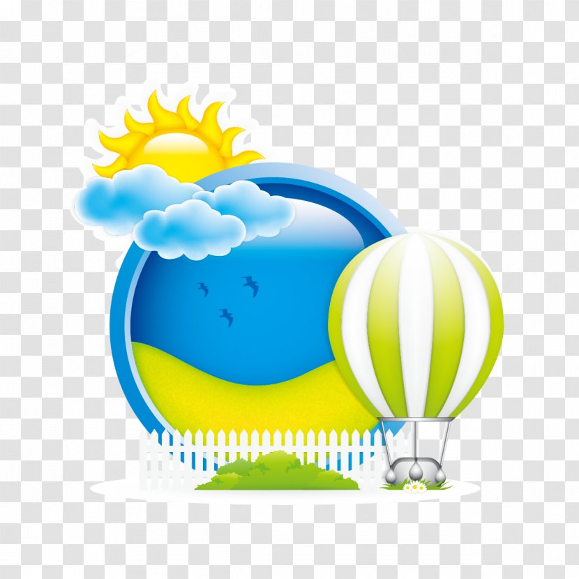 Hot Air Balloon Clip Art - Illustration - Clouds And Sun Transparent PNG