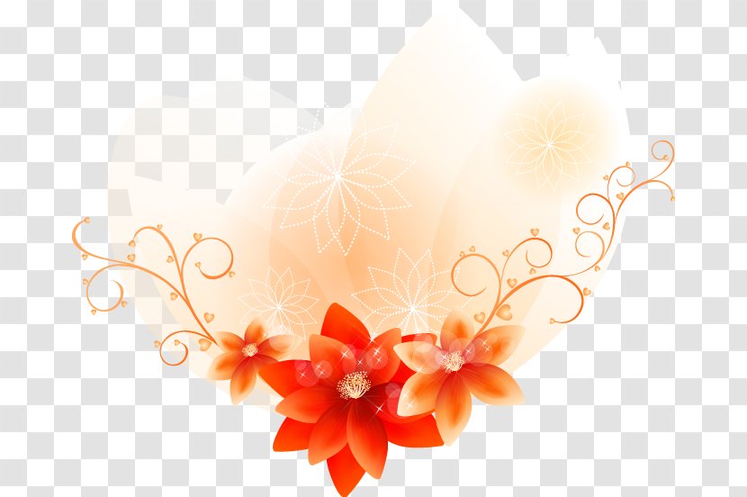 Orange Flower Pattern Hand-painted Dream - Peach - Flowering Plant Transparent PNG