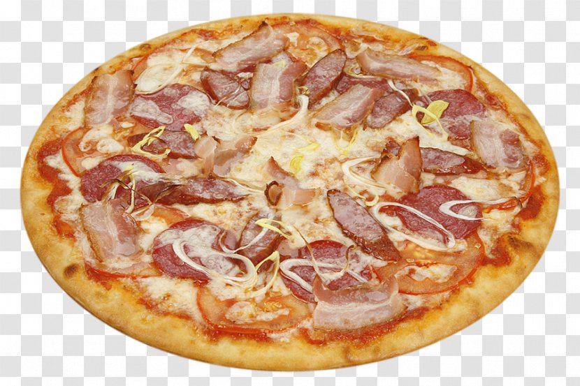 Pizza Salami Ham Italian Cuisine Vegetarian - European Food Transparent PNG