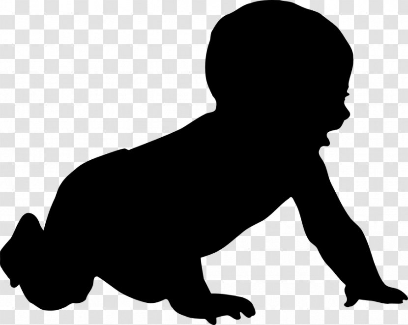 Silhouette Child Infant Clip Art - Black And White Transparent PNG