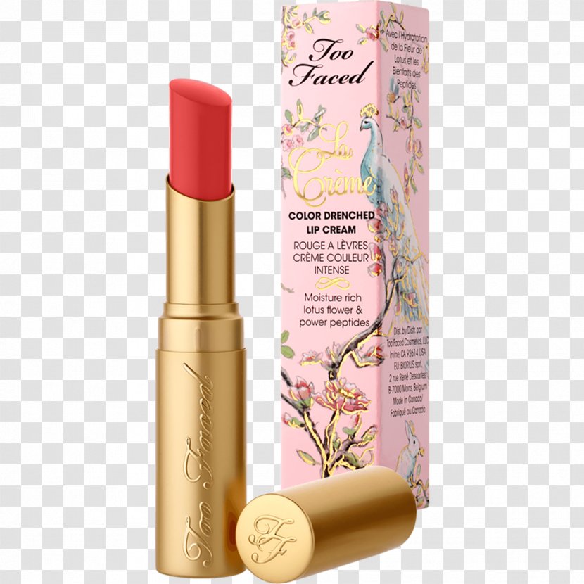 Too Faced La Crème Color Drenched Lipstick Lip Balm Cosmetics Cream Transparent PNG