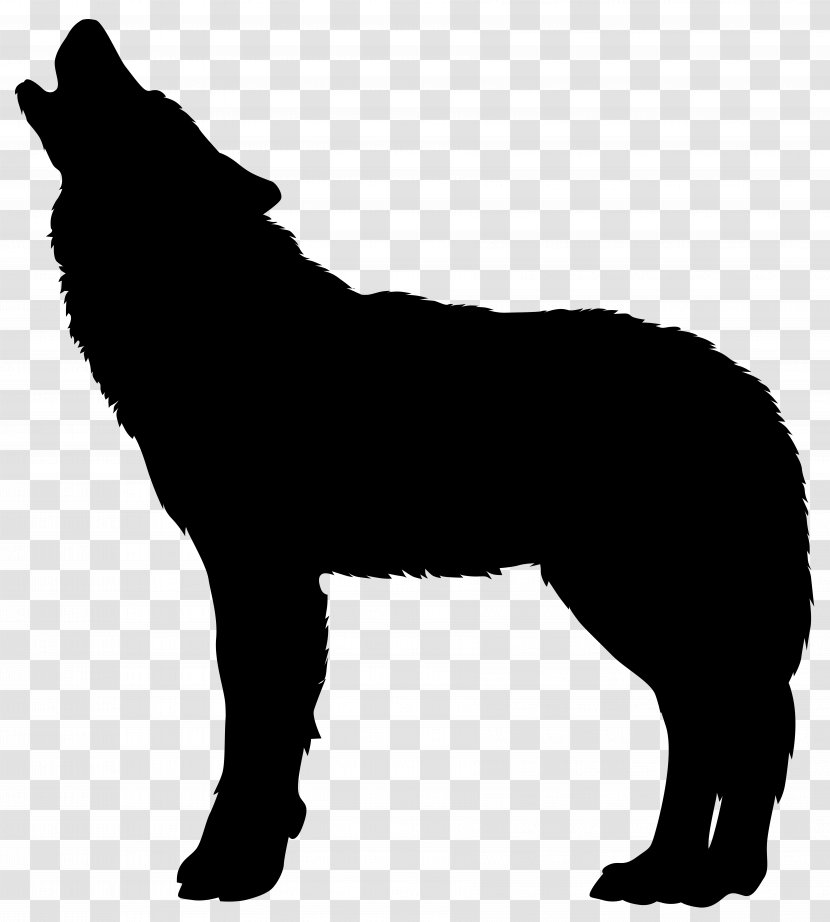 Dog Breed Horse Black And White - Silhouette - Howling Wolf Transparent Clip Art Image Transparent PNG