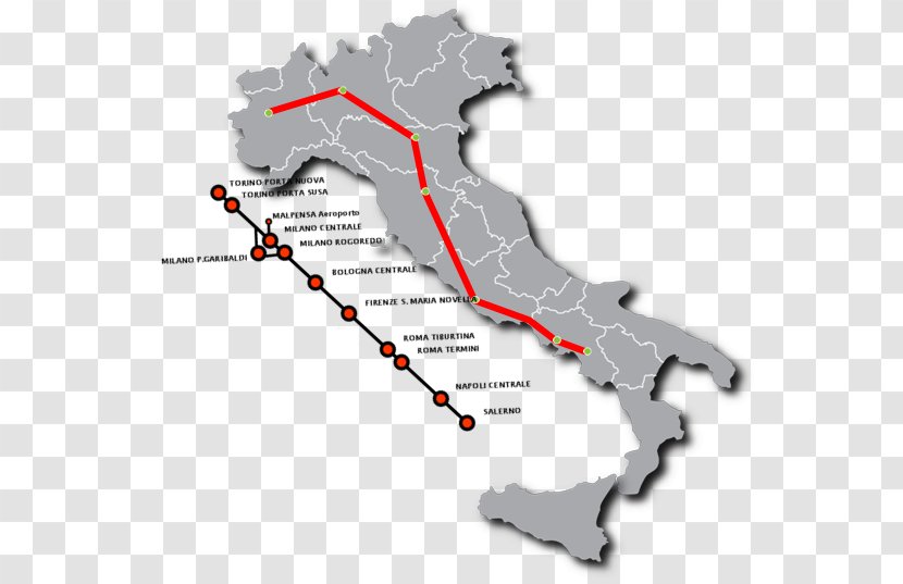 Frecciabianca Italy Train Miles Per Hour Map Transparent PNG