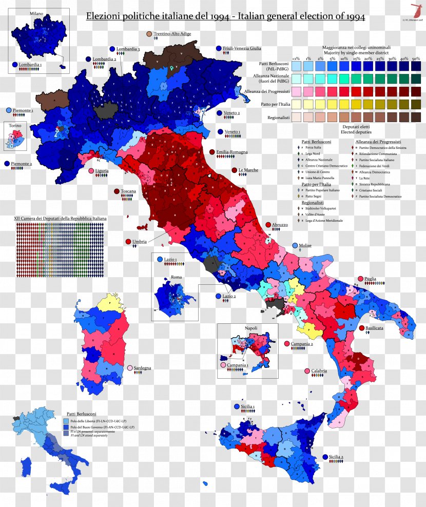 Regions Of Italy Map Transparent PNG